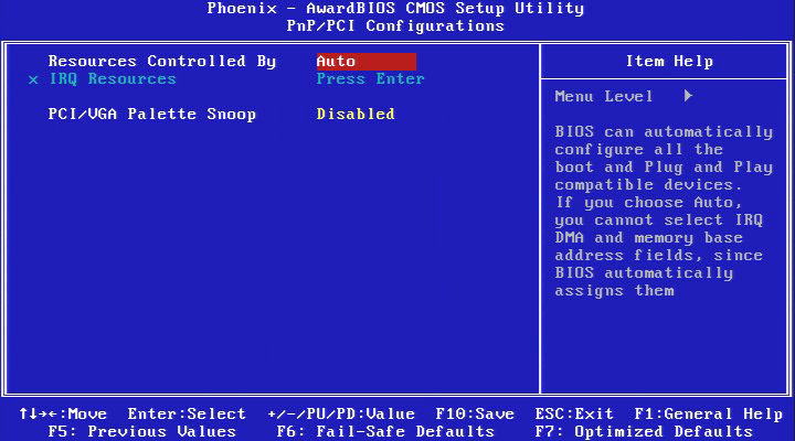 Pnp pci configuration в биосе что это